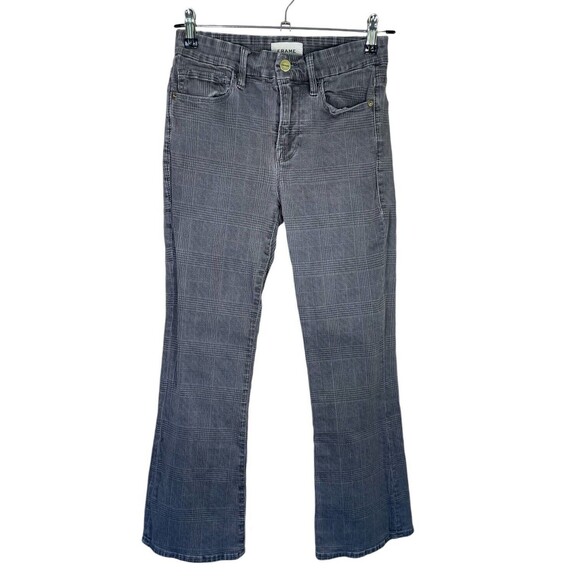 Frame Le Crop Mini Boot Plaid Jeans in Washed Grey Plaid Size 26‎ - Picture 3 of 14